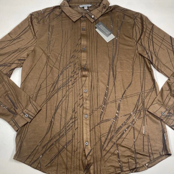 NEW JOHN VARVATOS Men's Phoenix Button Front Shirt – Size L – Dark Brown Laser - Picture 8 of 8